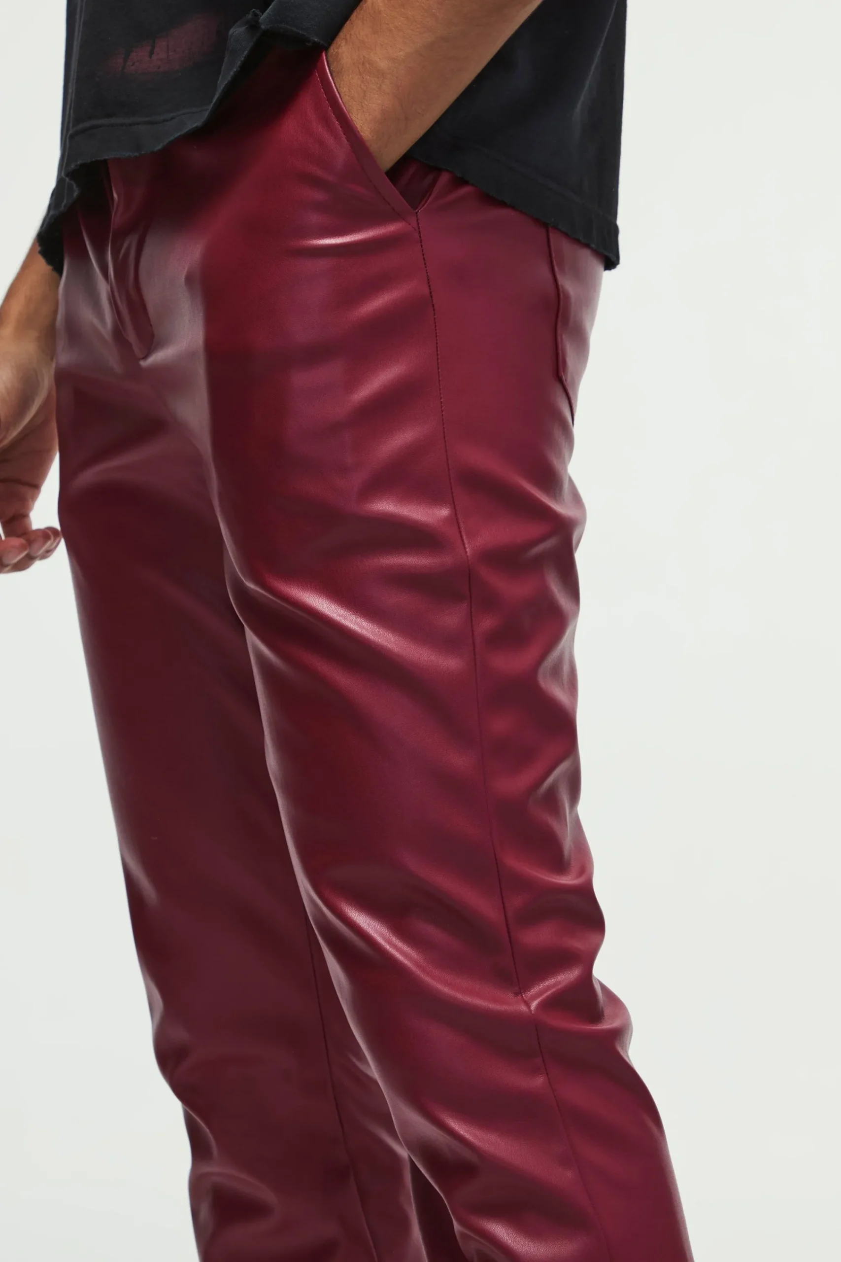 boohooMAN Slim Flared Pu Trousers | UK| Trousers