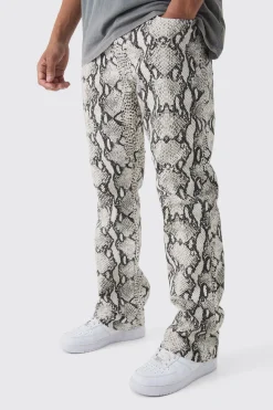 boohooMAN Slim Flared Snake Print Jeans | UK| Jeans