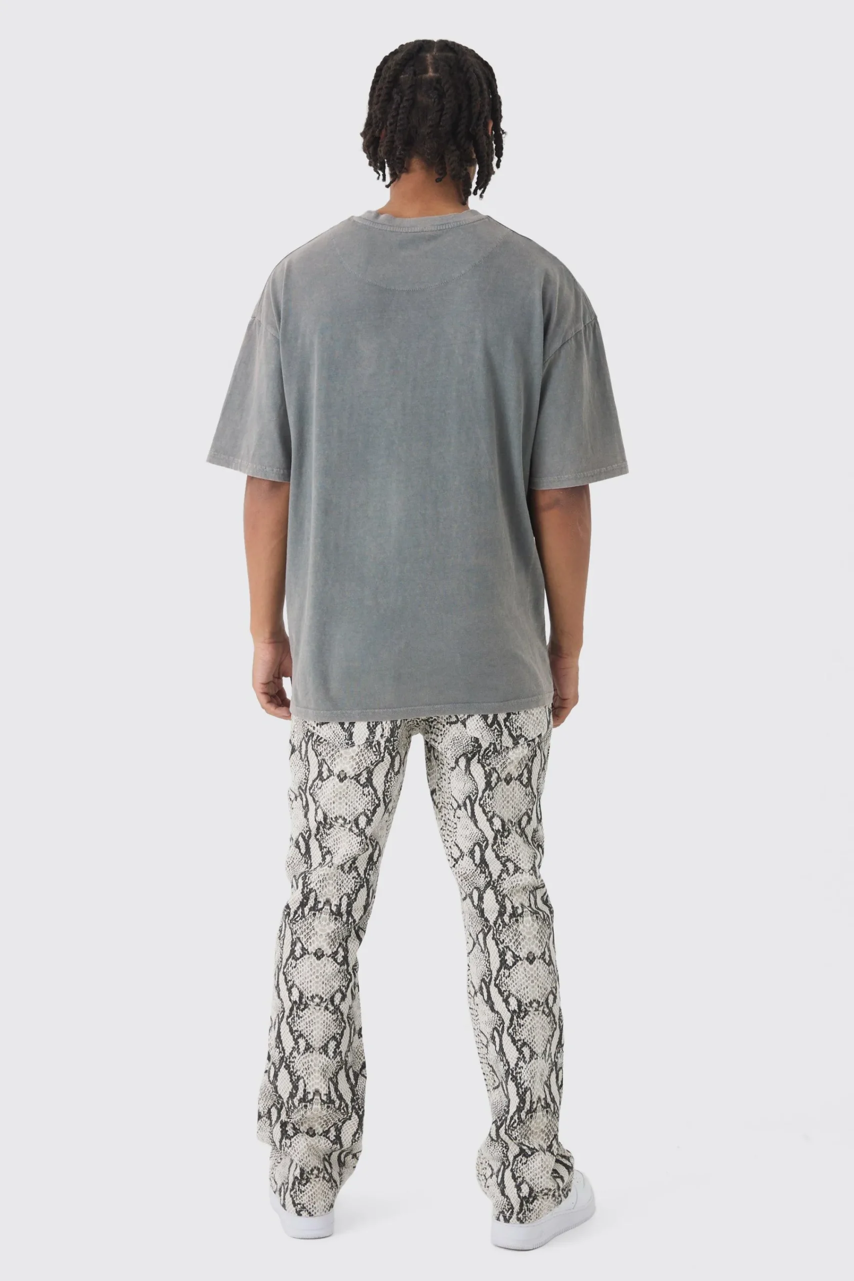 boohooMAN Slim Flared Snake Print Jeans | UK| Jeans