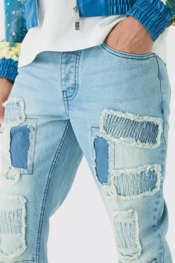 boohooMAN Slim Flared Stacked Rip & Repair Stitch Jeans | UK| Trousers|Jeans