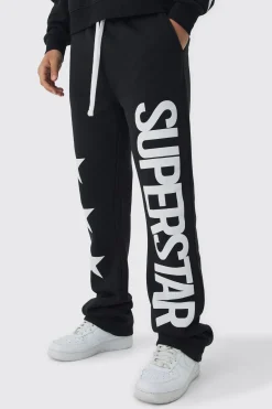 boohooMAN Slim Flared Stacked Superstar Puff Printed Joggers | UK| Trousers|Joggers