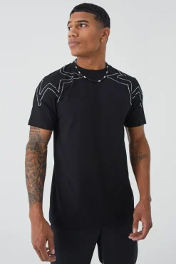 Slim Heavyweight Rhinestone Star T-shirt | UK^boohooMAN Sale