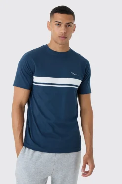 Slim Homme Script Colour Block T-shirt | UK^boohooMAN Clearance