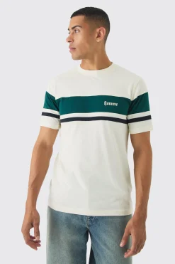 Slim Homme Script Colour Block T-shirt | UK^boohooMAN Clearance