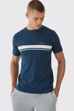 Slim Homme Script Colour Block T-shirt | UK^boohooMAN Best