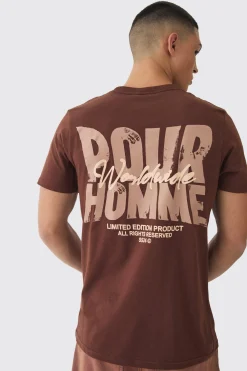 Slim Homme Worldwide Back Print T-Shirt | UK^boohooMAN Sale