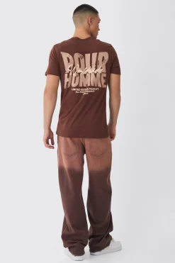 Slim Homme Worldwide Back Print T-Shirt | UK^boohooMAN Sale