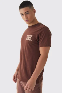 Slim Homme Worldwide Back Print T-Shirt | UK^boohooMAN Sale