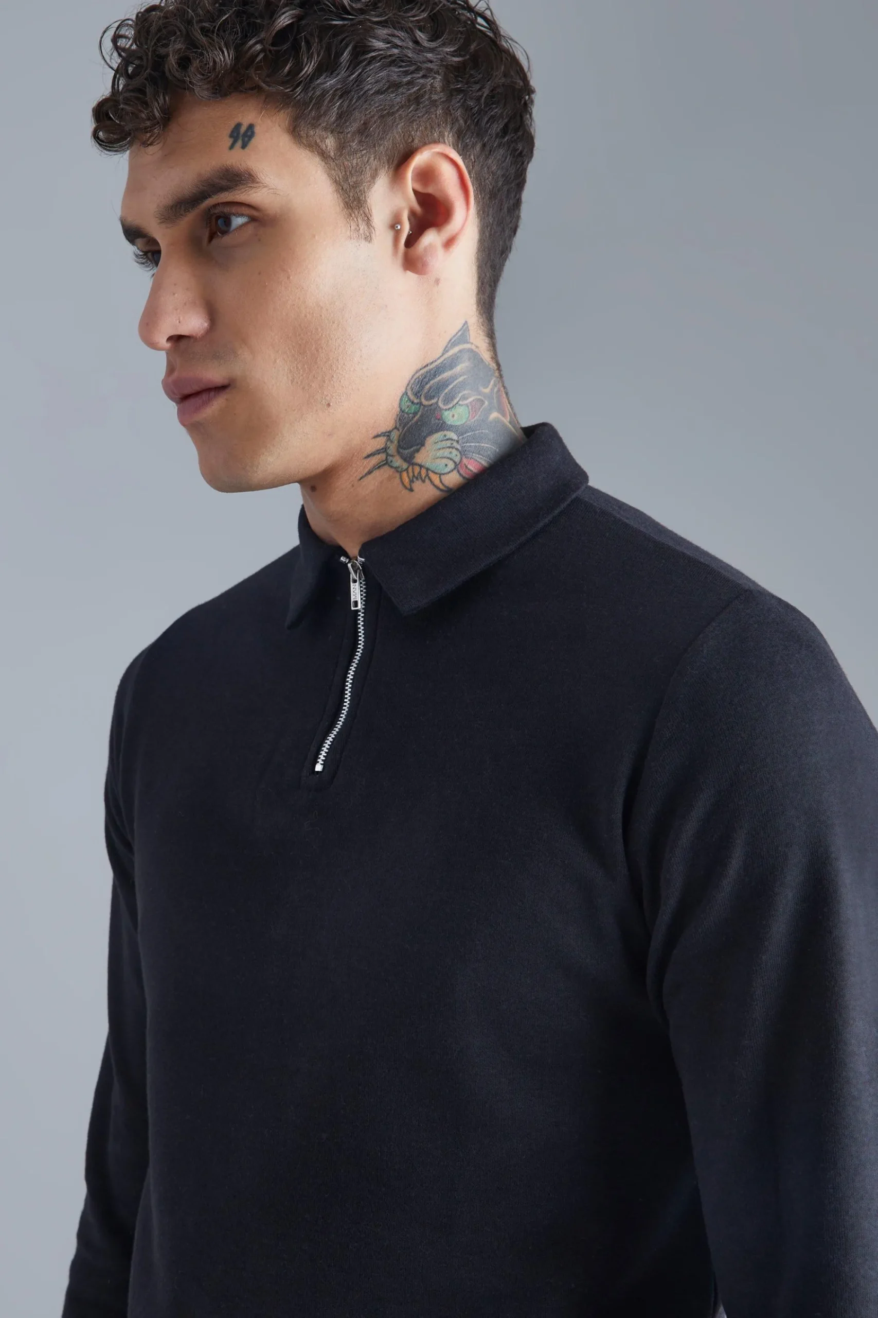Slim Interlock Long Sleeved Polo | UK^boohooMAN Online