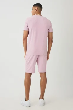 boohooMAN Slim Jacquard Stripe T-shirt & Short Set | UK| Sets & Co-Ords|Tracksuits