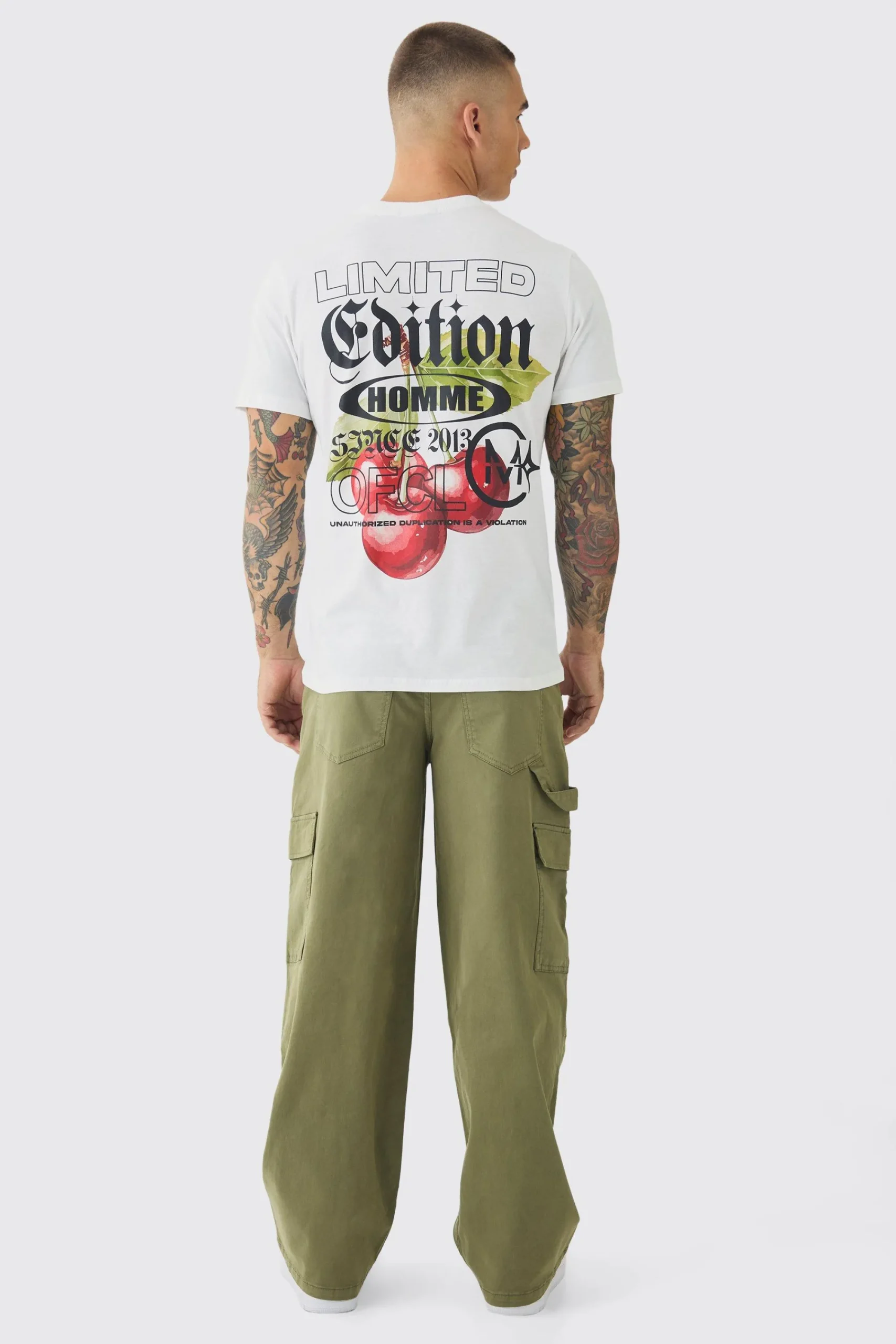 Slim Limited Cherry Print T-Shirt | UK^boohooMAN