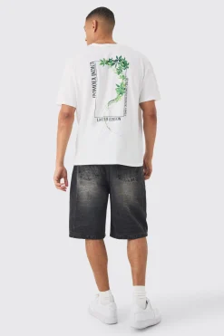 Slim Plant Print T-shirt | UK^boohooMAN Outlet