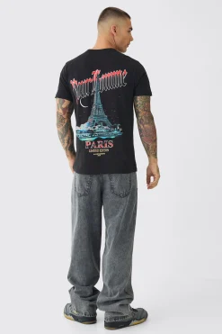 Slim Pour Homme Paris Print T-Shirt | UK^boohooMAN Discount