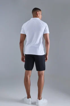 Slim Raglan Zip Neck Interlock Golf Polo | UK^boohooMAN Discount