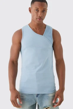 Slim Rib Contrast Panel Vest | UK^boohooMAN