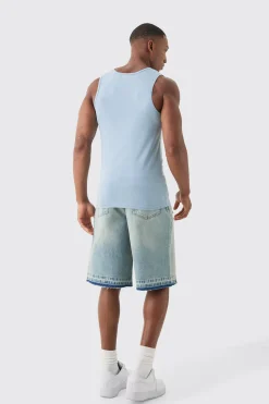 Slim Rib Contrast Panel Vest | UK^boohooMAN