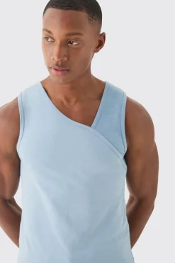 Slim Rib Contrast Panel Vest | UK^boohooMAN