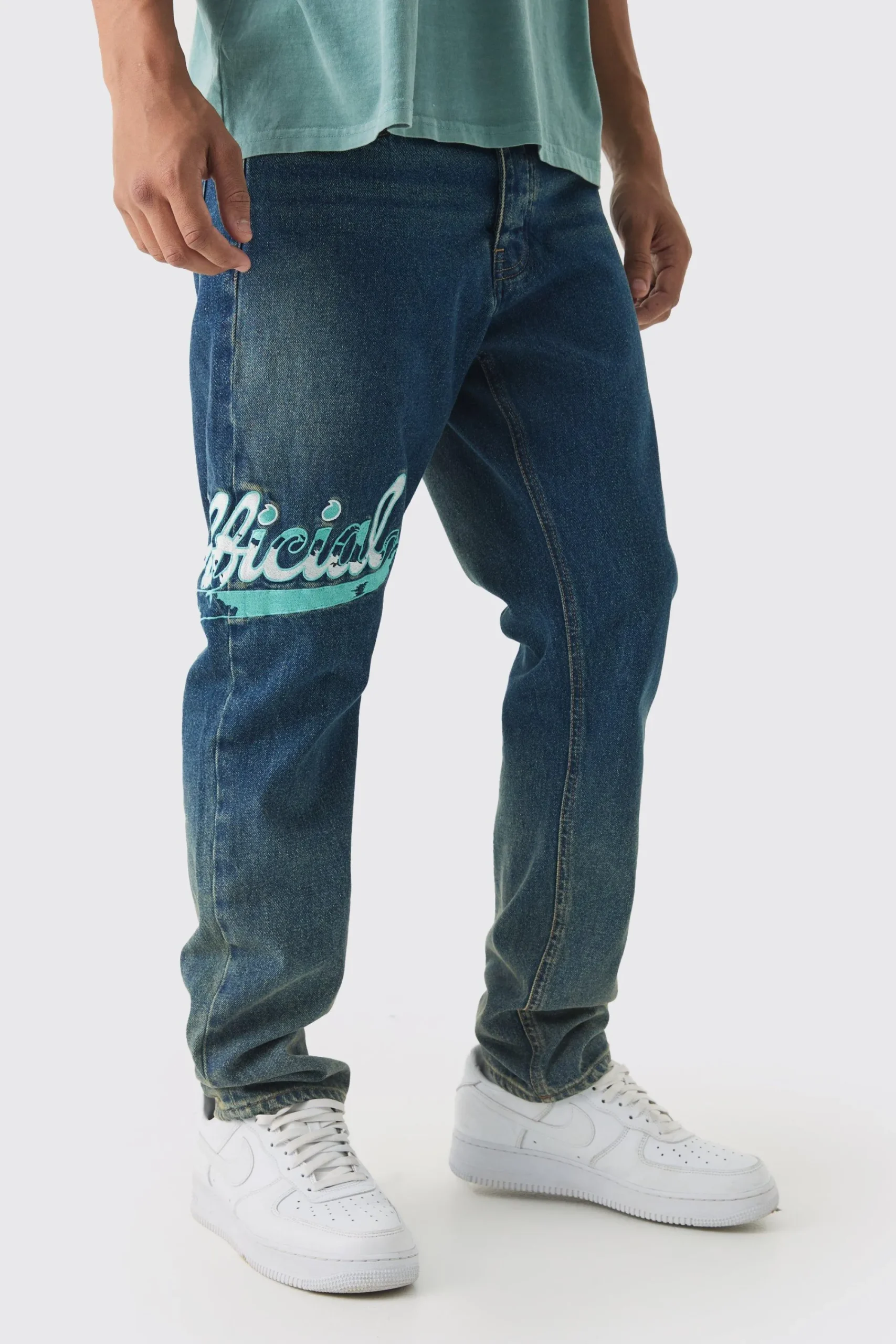 boohooMAN Slim Rigid Applique Jeans | UK| Jeans