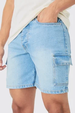 boohooMAN Slim Rigid Cargo Denim Shorts In | UK| Shorts
