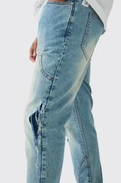 boohooMAN Slim Rigid Distressed Carpenter Denim Jeans | UK| Trousers|Jeans