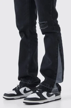 boohooMAN Slim Rigid Flare Contrast Gusset Rip Jeans | UK| Trousers|Jeans