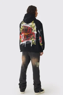 boohooMAN Slim Rigid Flare Dirty Wash Printed Jeans | UK| Trousers|Jeans