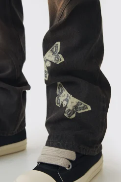 boohooMAN Slim Rigid Flare Dirty Wash Printed Jeans | UK| Trousers|Jeans