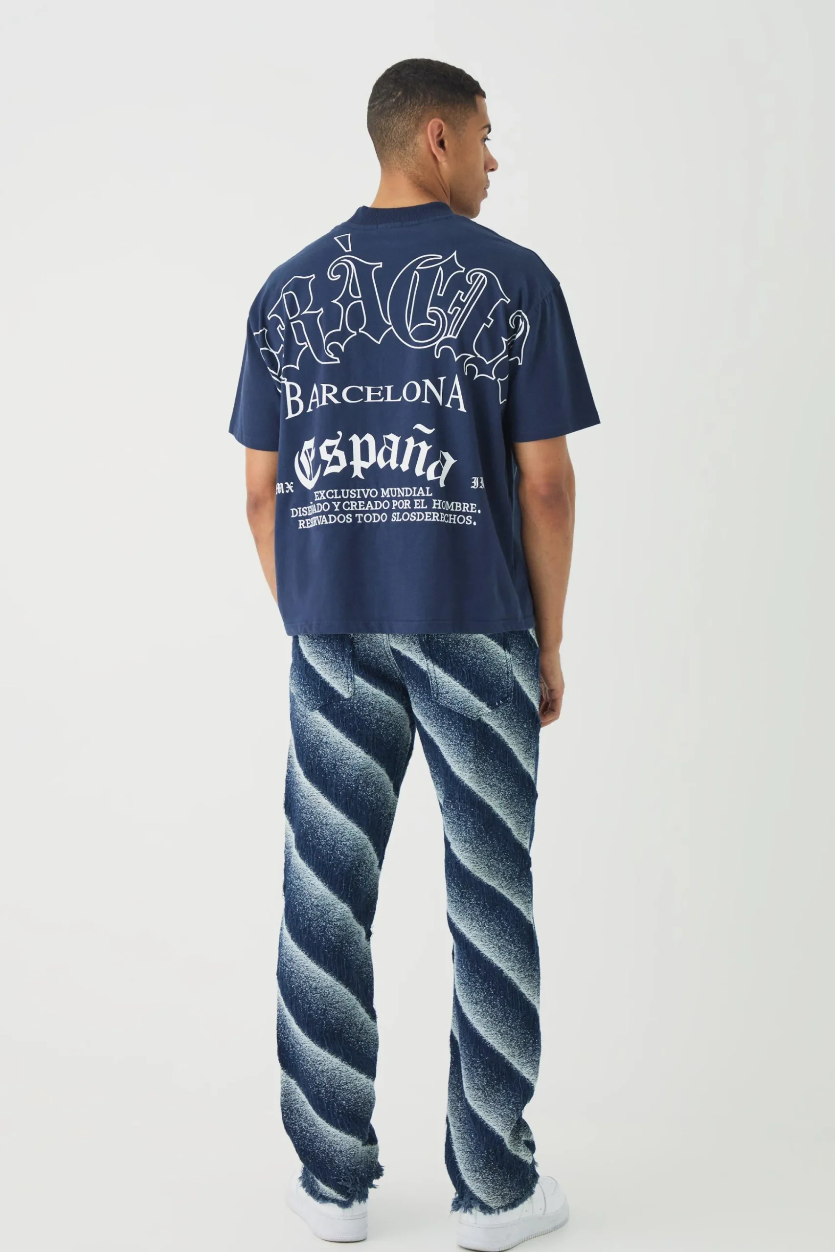 boohooMAN Slim Rigid Flare Distressed Frayed Jeans | UK| Trousers|Jeans