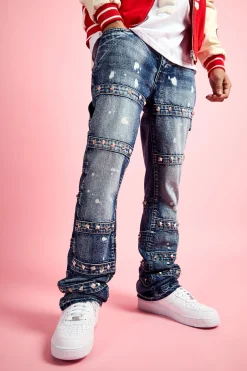 boohooMAN Slim Rigid Flare Embellished Strap Detail Jeans | UK| Trousers|Jeans