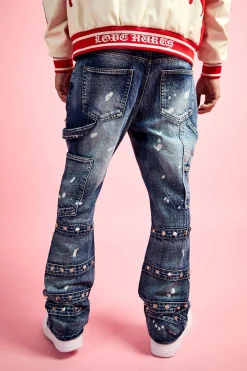 boohooMAN Slim Rigid Flare Embellished Strap Detail Jeans | UK| Trousers|Jeans