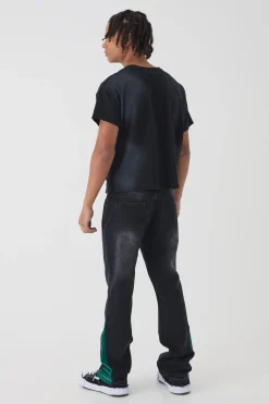 boohooMAN Slim Rigid Flare Pu Gusset Jeans | UK| Trousers|Jeans