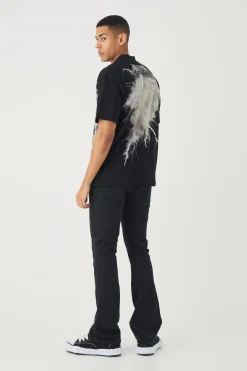 boohooMAN Slim Rigid Flare Rhinestone Jeans | UK| Trousers|Jeans