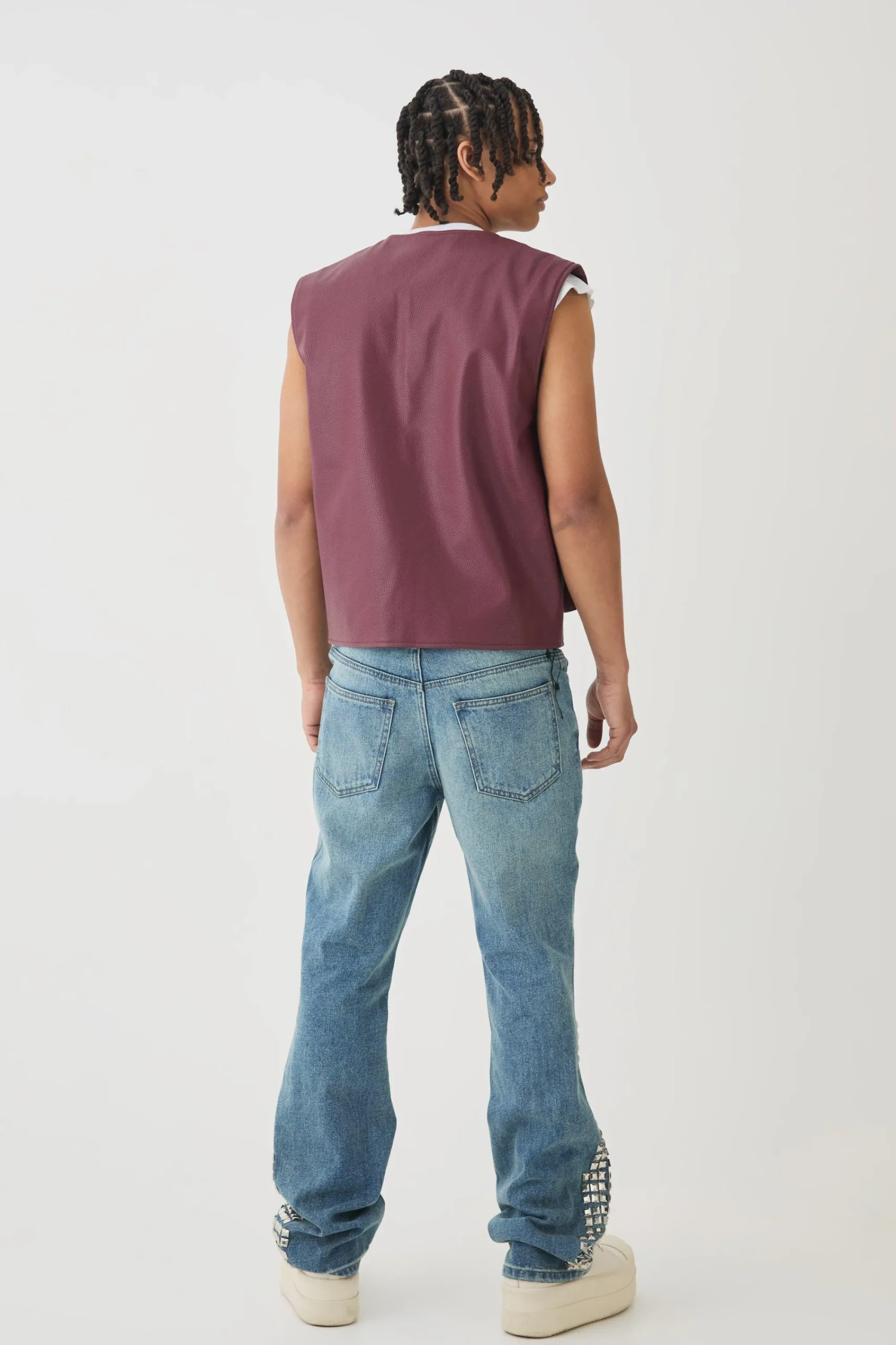 boohooMAN Slim Rigid Flare Studded Jeans | UK| Trousers|Jeans