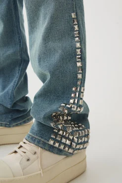 boohooMAN Slim Rigid Flare Studded Jeans | UK| Trousers|Jeans