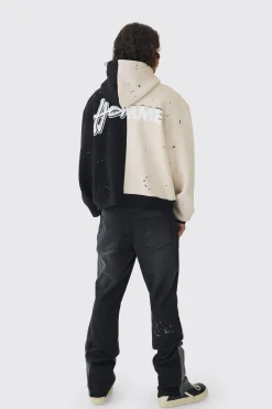 boohooMAN Slim Rigid Flare Washed Gusset Paint Splat Jeans | UK| Trousers|Jeans