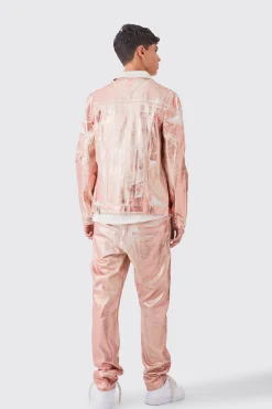 boohooMAN Slim Rigid Metallic Print Denim Jean | UK| Trousers|Jeans