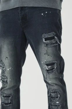 boohooMAN Slim Rigid Paint Splat Ripped Jeans | UK| Trousers|Jeans