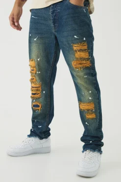 boohooMAN Slim Rigid Paint Splat Ripped Jeans | UK| Trousers|Jeans