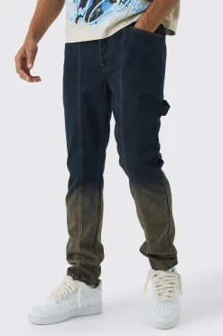 boohooMAN Slim Rigid Pintuck Carpenter Ombre Denim Jeans | UK| Trousers|Jeans