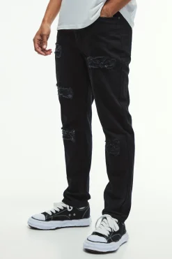 boohooMAN Slim Rigid Ripped Bandana Detail Jeans | UK| Trousers|Jeans