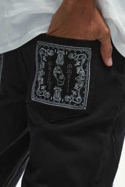 boohooMAN Slim Rigid Ripped Bandana Detail Jeans | UK| Trousers|Jeans