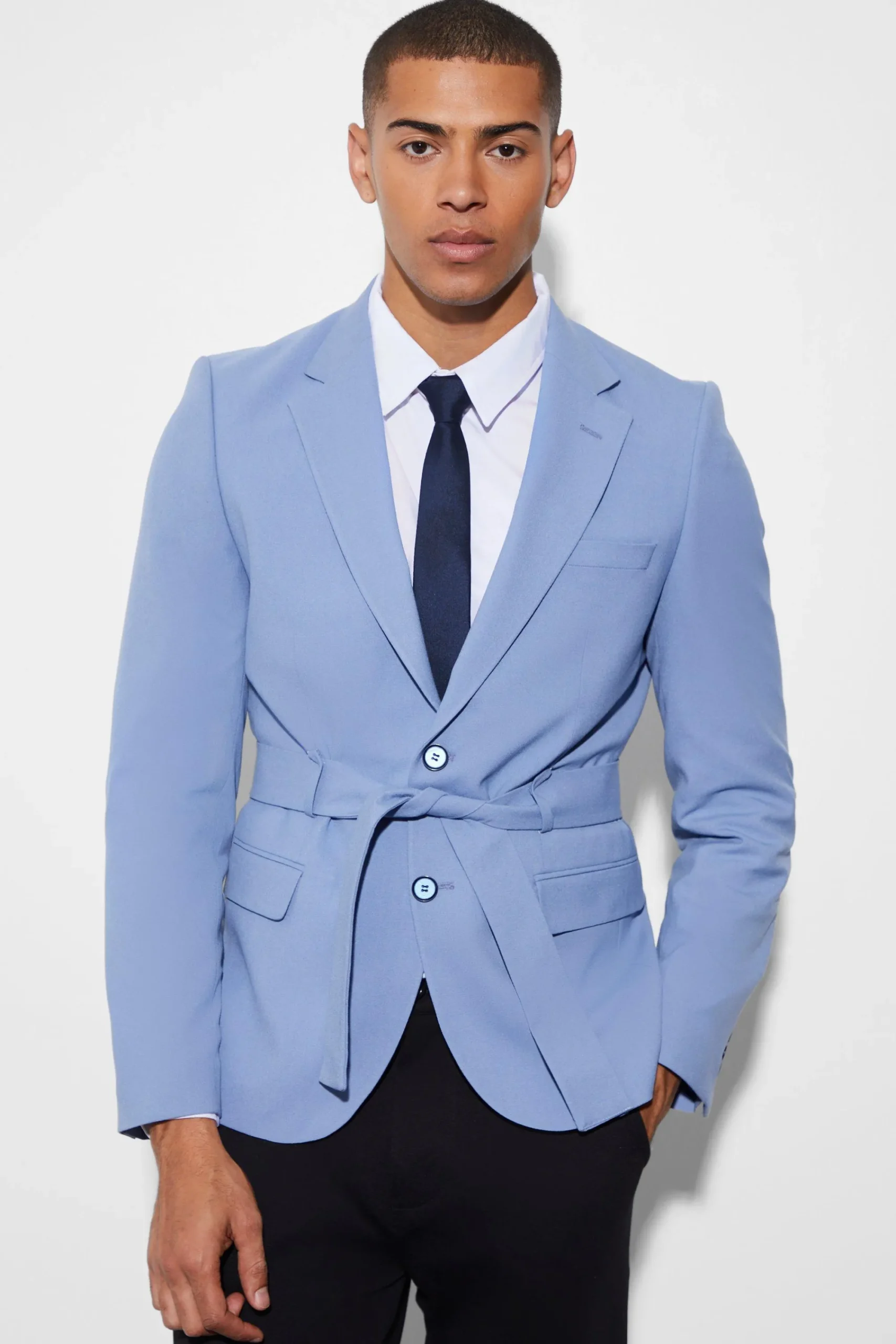 boohooMAN Slim Single Breasted Blazer With Belt | UK| Suits & Tailoring