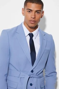 boohooMAN Slim Single Breasted Blazer With Belt | UK| Suits & Tailoring