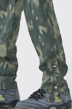 boohooMAN Slim Smoke Camo Cargo Trouser With Popper Hem | UK| Trousers