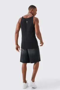 Slim Squared Neck Ribbed Vest | UK^boohooMAN