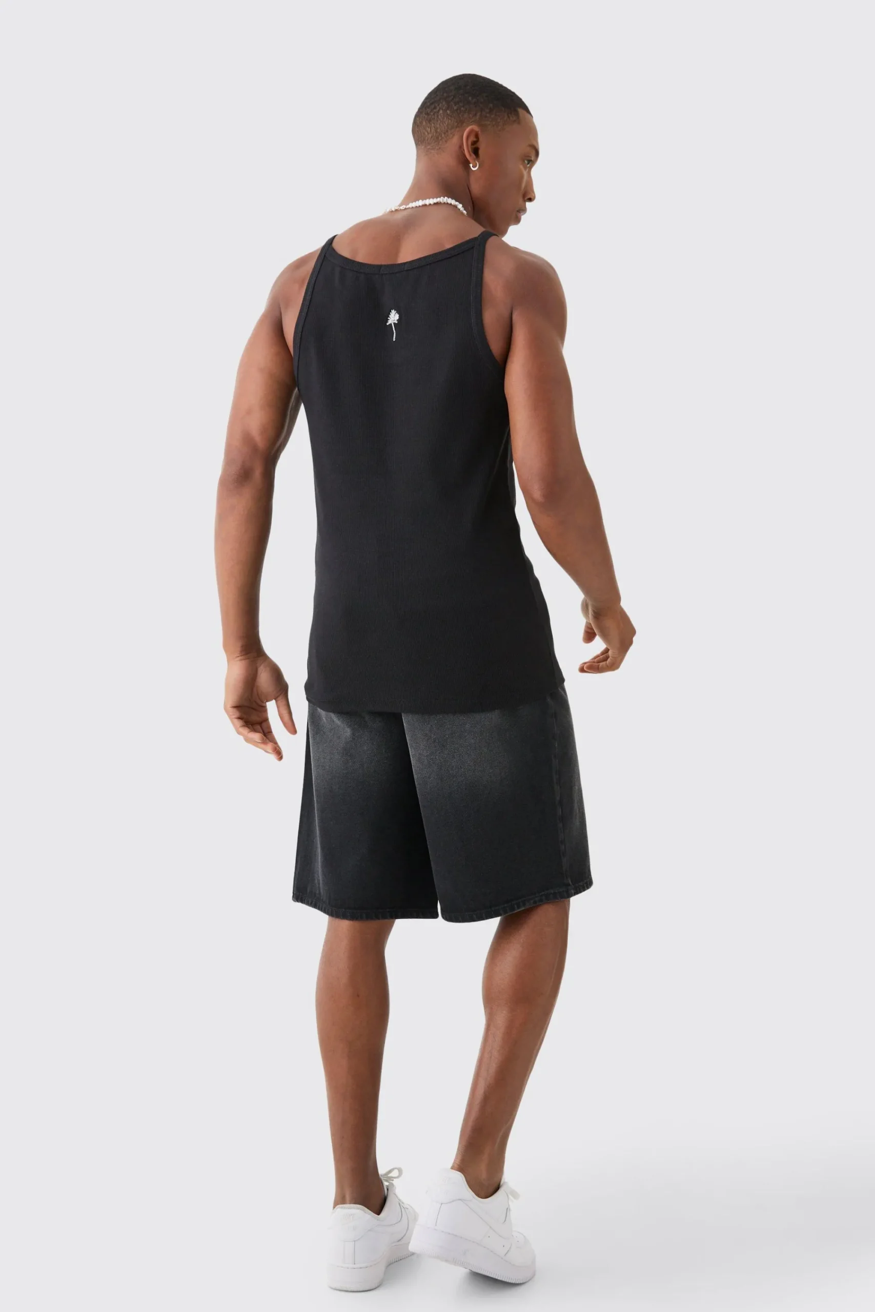 Slim Squared Neck Ribbed Vest | UK^boohooMAN