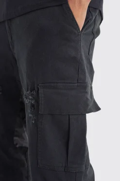 boohooMAN Slim Stacked Flare Camo Gusset Rip And Repair Trouser | UK| Trousers