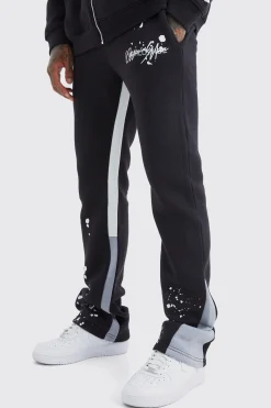 boohooMAN Slim Stacked Flare Jogger With Gusset Panel | UK| Trousers|Joggers
