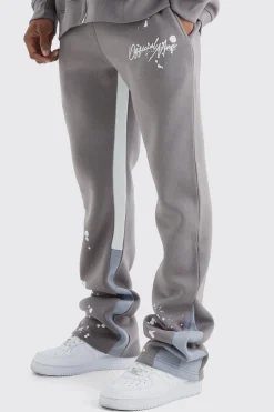 boohooMAN Slim Stacked Flare Jogger With Gusset Panel | UK| Trousers|Joggers