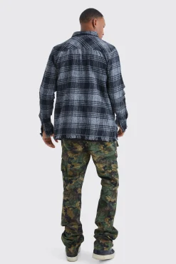 boohooMAN Slim Stacked Flare Multi Cargo Camo Bandana Trouser | UK| Trousers